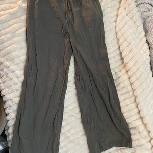 Olive / grey wide leg linen pants